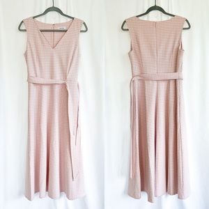 Calvin Klein light pink gingham midi dress (never worn)